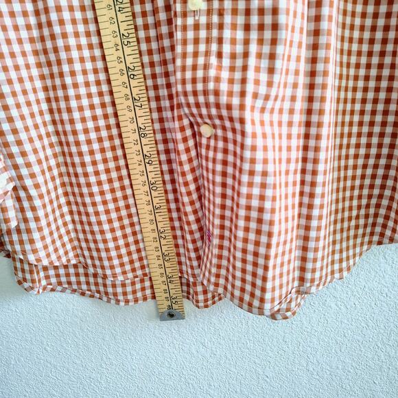 UT Longhorns Mens 2XL Orange Plaid Flip Cuff Button Down Long Sleeve Dress Shirt - Picture 8 of 9